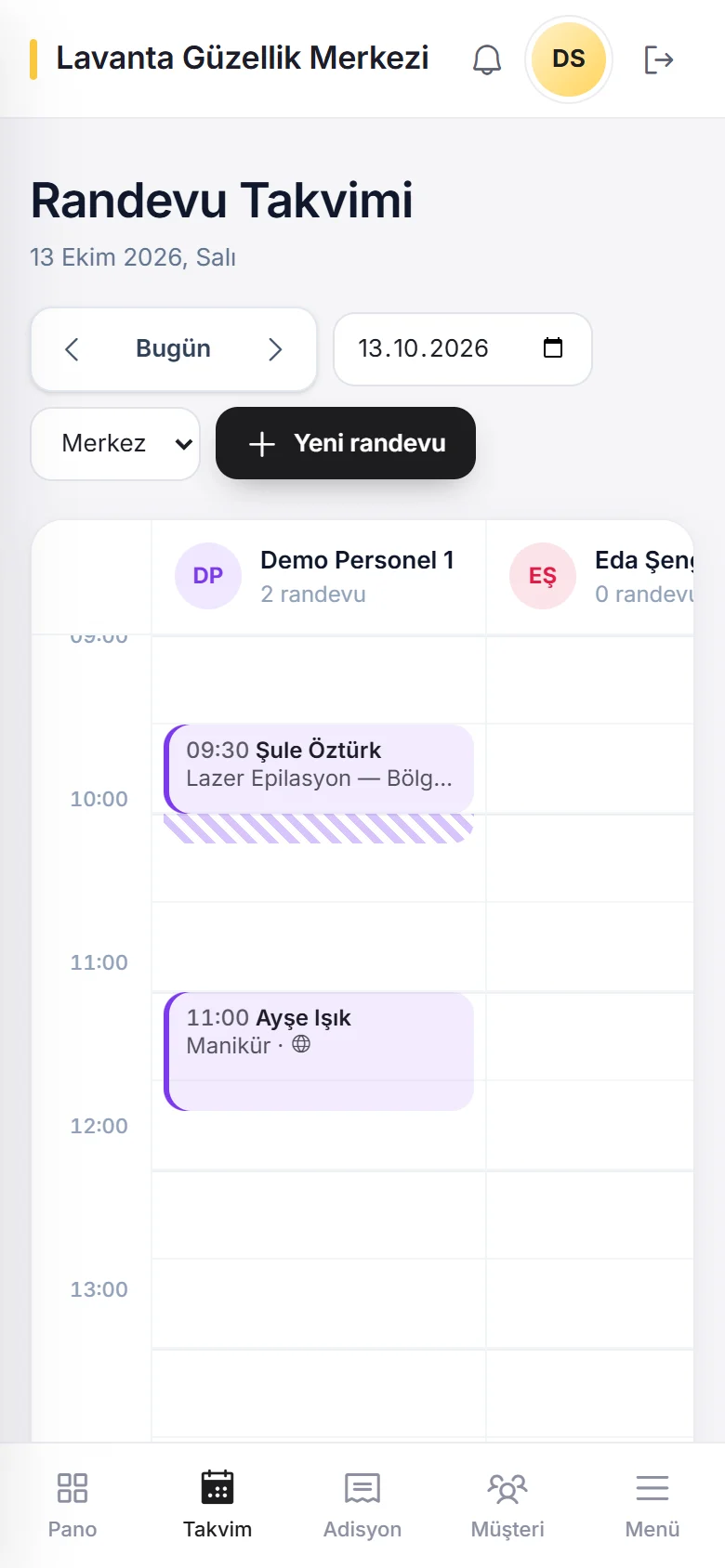 Telefonda randevu takvimi